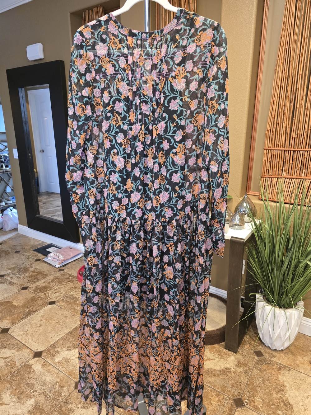 Free People Floral Boho Maxi Dress in Black and Rust - Picture 7 of 8
